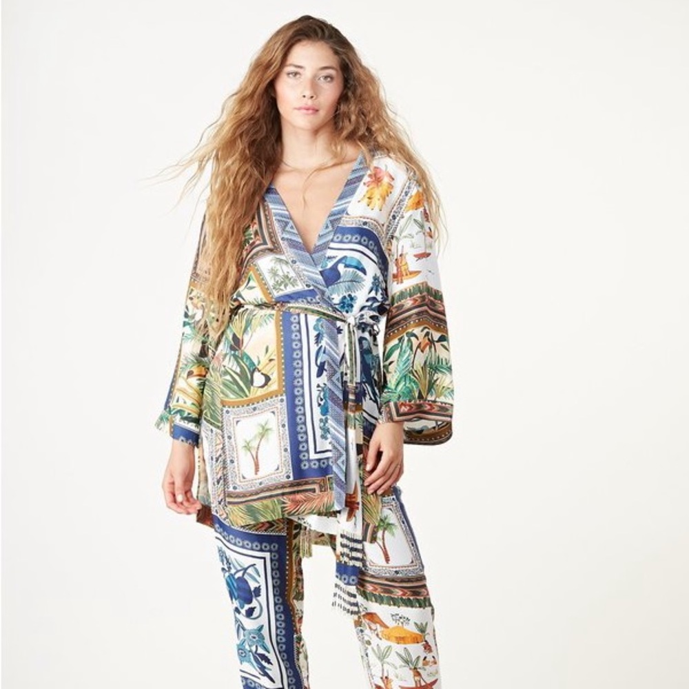 SOLD Farm Rio Mixed Scarf Print Kimono, NWOT size XS
